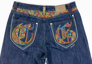 Coogi Mens Jeans Multicolor Embroidery Size 42x34